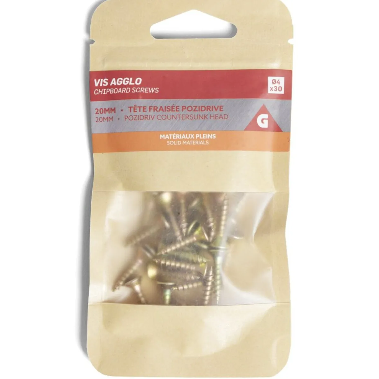 30 vis agglo tête fraisée acier bichromaté - 4x20 mm < Gifi Online
