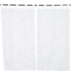 Vitrage droit à passants x2 effet lin blanc uni 60x160cm < Gifi Discount