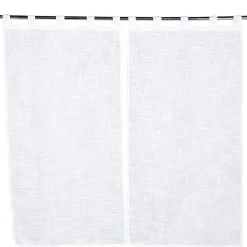 Vitrage droit à passants x2 effet lin blanc uni 60x120cm