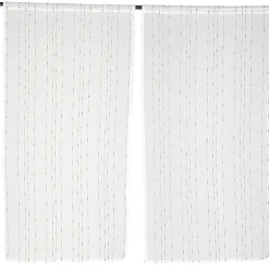 Vitrage droit passe tringle x2 blanc broderie fil gris 60x120cm