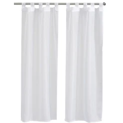 Vitrage passe tringle x2 blanc uni 60x160cm
