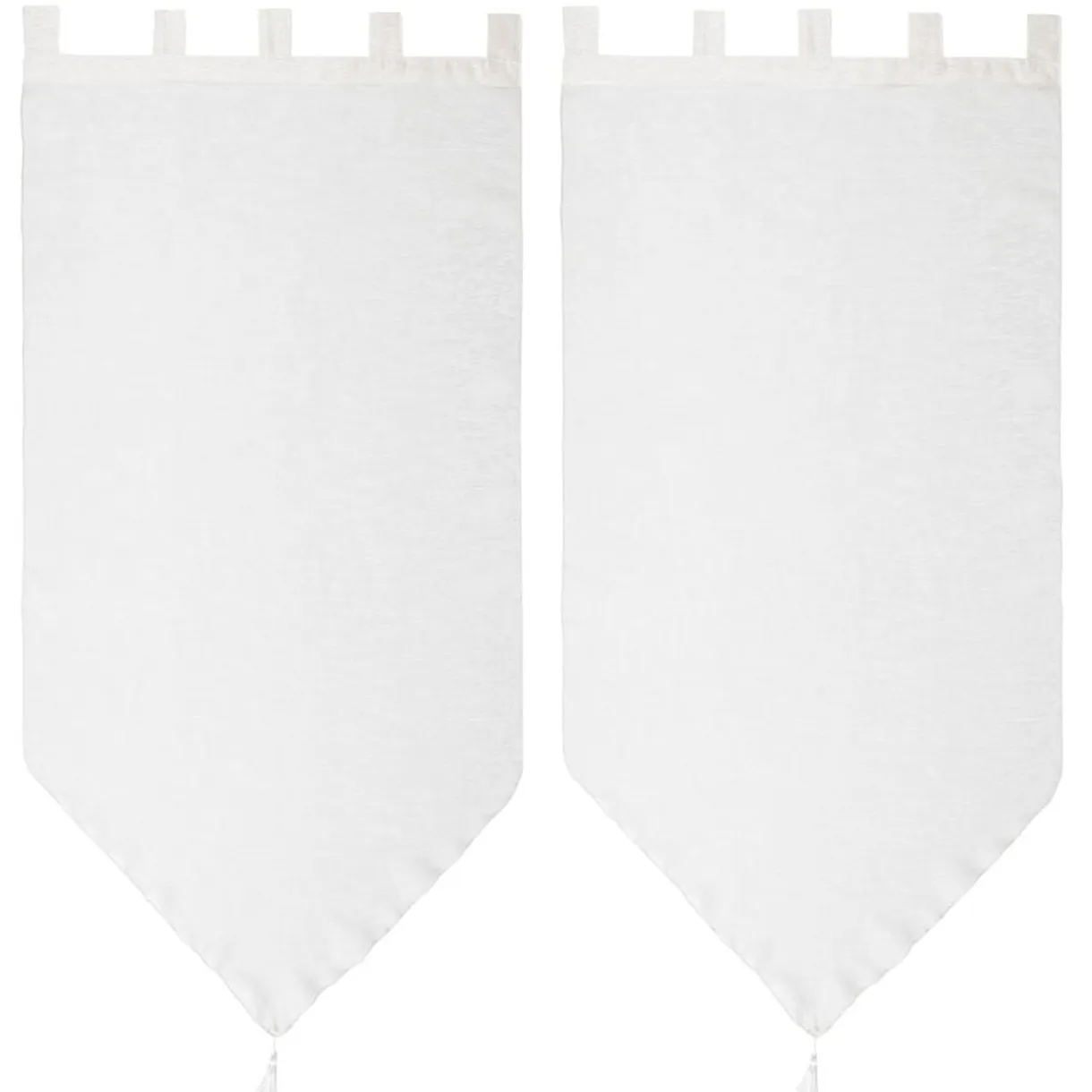 Vitrage à pattes voile uni blanc finition pointe pompon 60x120 cm x2 < Gifi Online