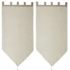 Vitrage à pattes voile uni taupe finition pointe pompon 60x160 cm x2