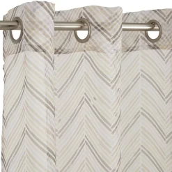 Voilage à oeillets beige imprimé chevrons 100% polyester 140x240cm < Gifi Discount