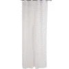 Voilage à oeillets blanc décor pompons rose 140x240 cm