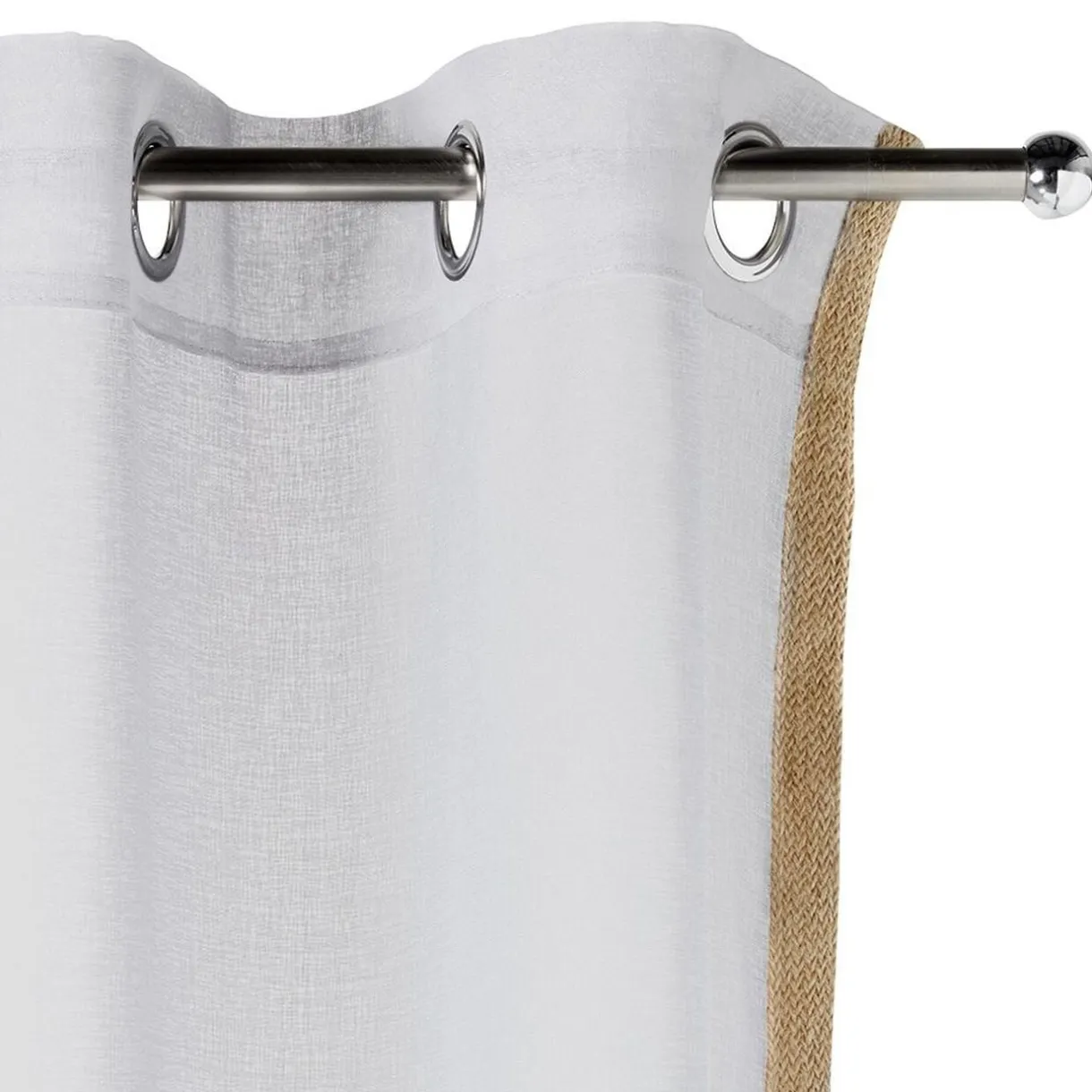 Voilage à oeillets Dolly uni avec bord en jute 140x240 cm < Gifi Clearance