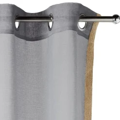 Voilage à oeillets Dolly uni avec bord en jute 140x240 cm < Gifi Clearance