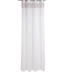 Voilage à oeillets effet lin blanc imprimé arabesque 140x240 cm < Gifi Clearance