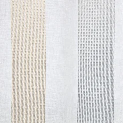 Voilage à oeillets jacquard blanc bande verticales gris et taupe