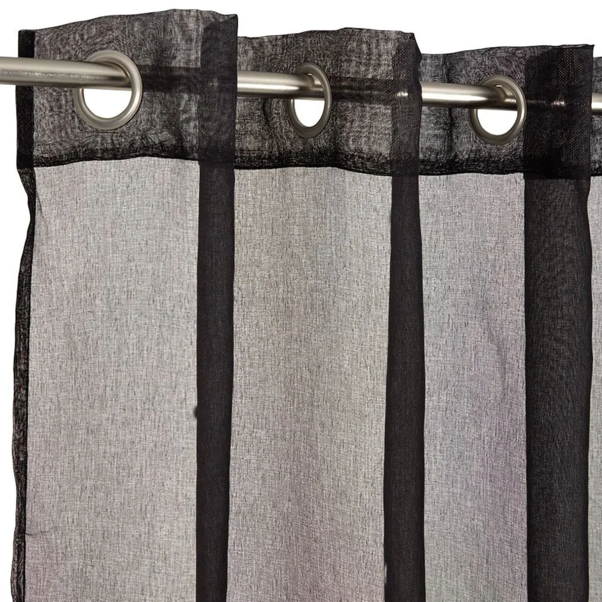 Voilage à oeillets noir uni 100% polyester 140x240cm < Gifi New