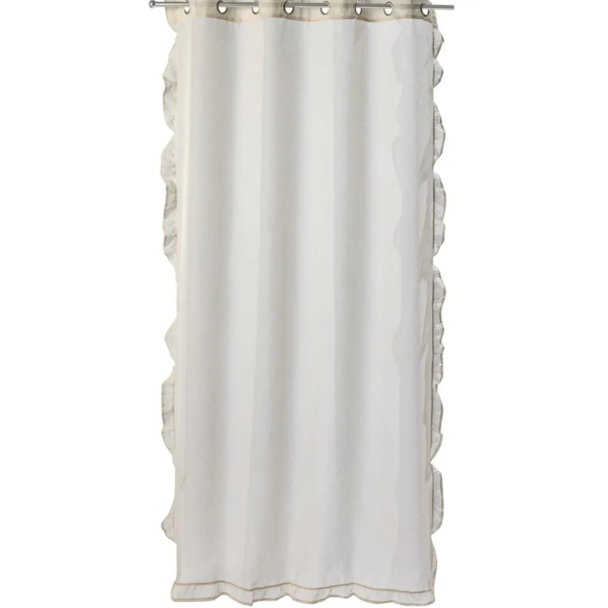 Voilage à oeillets 140x240cm contour à volant polyester beige < Gifi Sale
