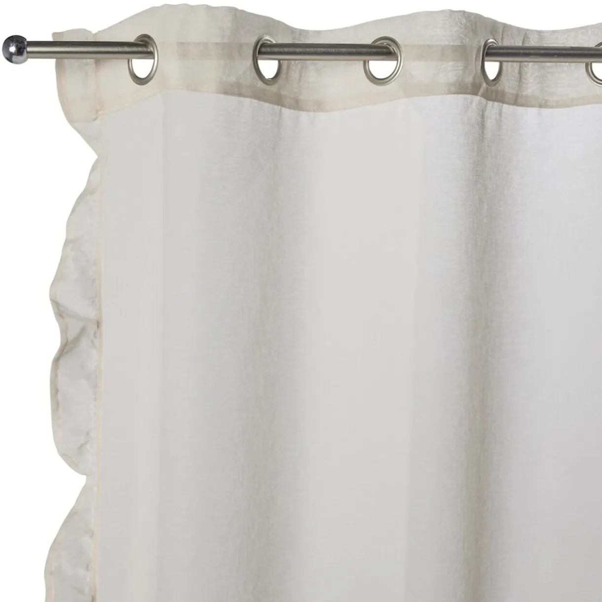 Voilage à oeillets 140x240cm contour à volant polyester beige < Gifi Sale