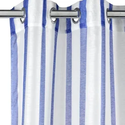 Voilage à oeillets 140x240cm polyester bayadère rayures blanc et bleu < Gifi Hot