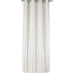 Voilage à oeillets 140x240cm polyester bayadère rayures blanc et beige < Gifi Online