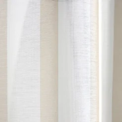 Voilage à oeillets 140x240cm polyester bayadère rayures blanc et beige < Gifi Online