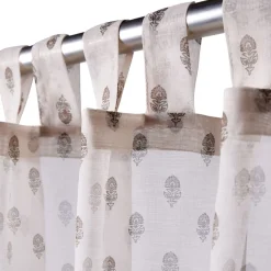 Voilage à passants Indie motif floral beige et marron 140x240cm