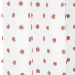 Voilage polyester à pompon 140x240cm blanc et rose < Gifi Discount