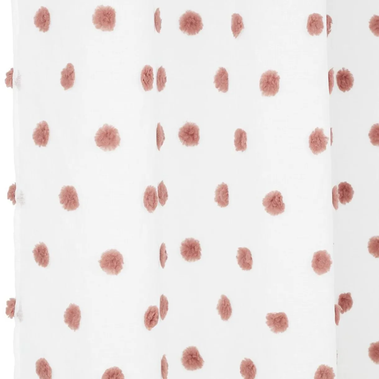 Voilage polyester à pompon 140x240cm blanc et rose < Gifi Discount