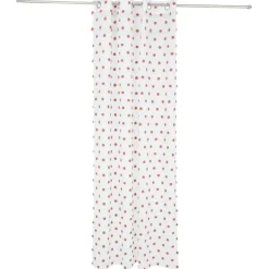 Voilage polyester à pompon 140x240cm blanc et rose < Gifi Discount