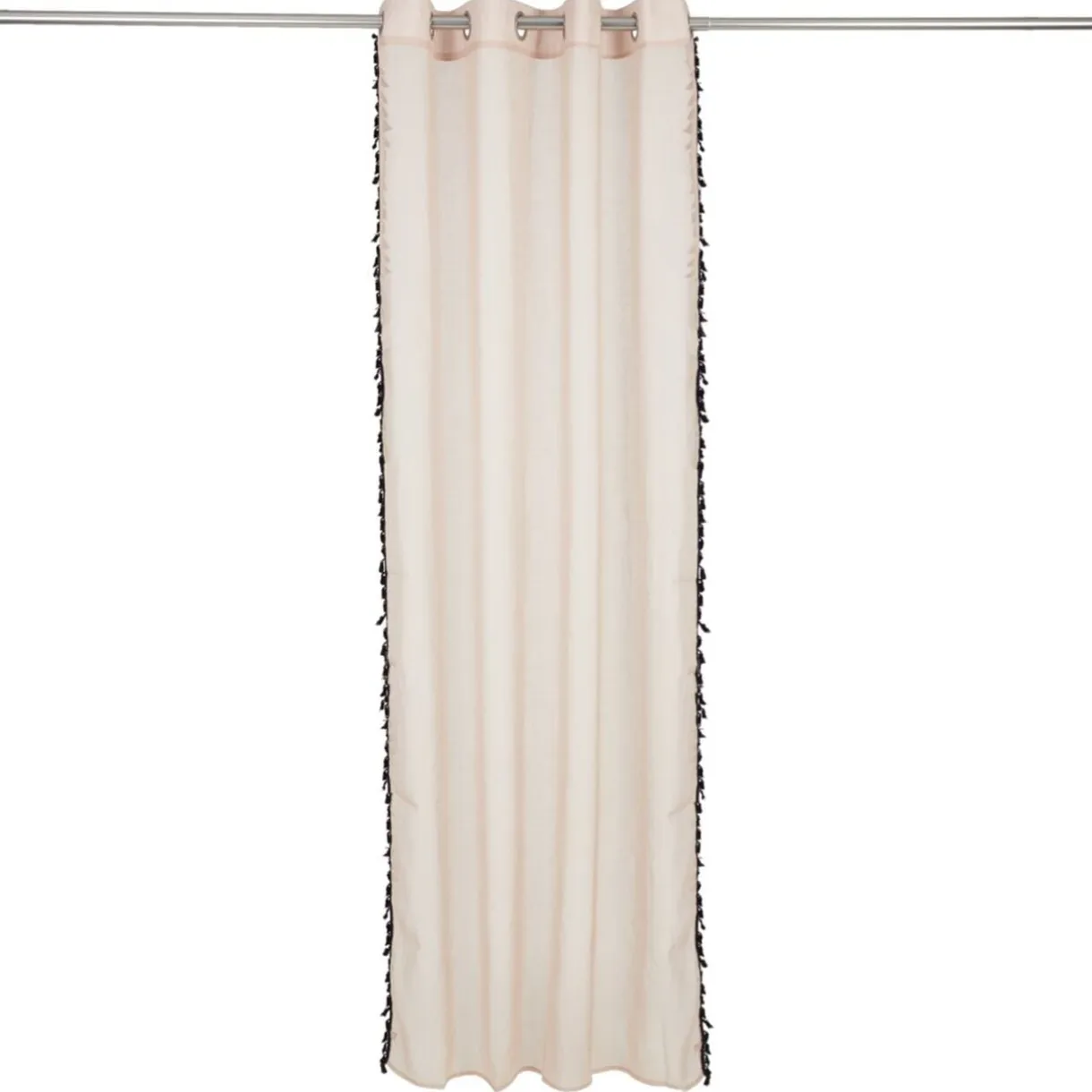 Voilage polyester 140x240cm bordure pompons noir < Gifi Best