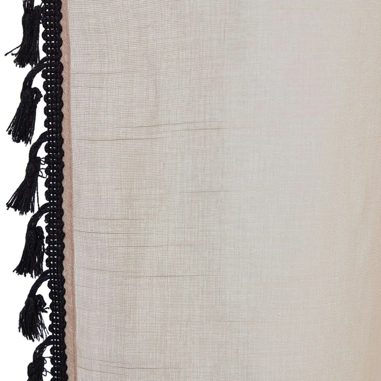 Voilage polyester 140x240cm bordure pompons noir < Gifi Best