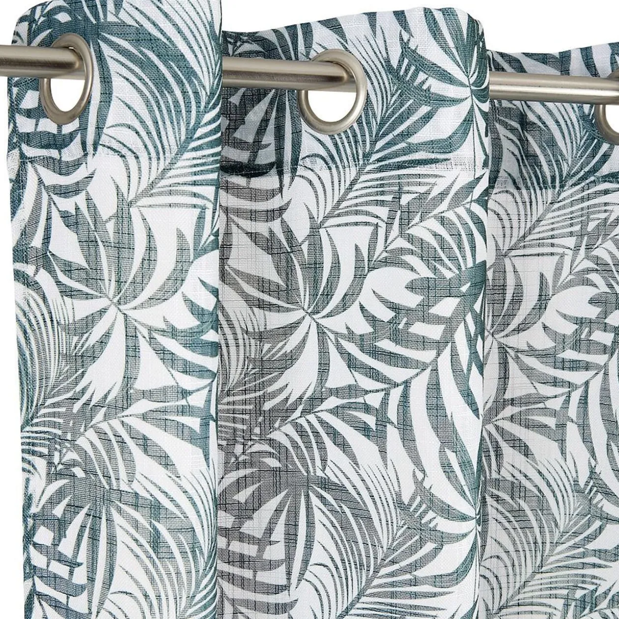 Voilage polyester 140x240cm imprimé feuillage blanc et vert
