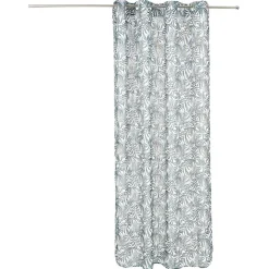 Voilage polyester 140x240cm imprimé feuillage blanc et vert