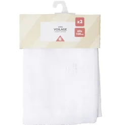 Voilage rayures uni blanc 60x120cm 1 paire