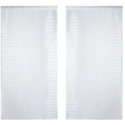 Voilage rayures uni blanc 60x120cm 1 paire