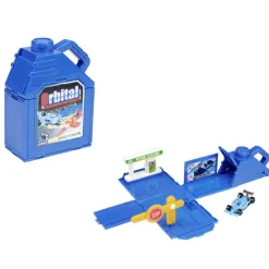 Voiture de course avec lanceur effet catapulte forme bidon d'huile (3 modèles)