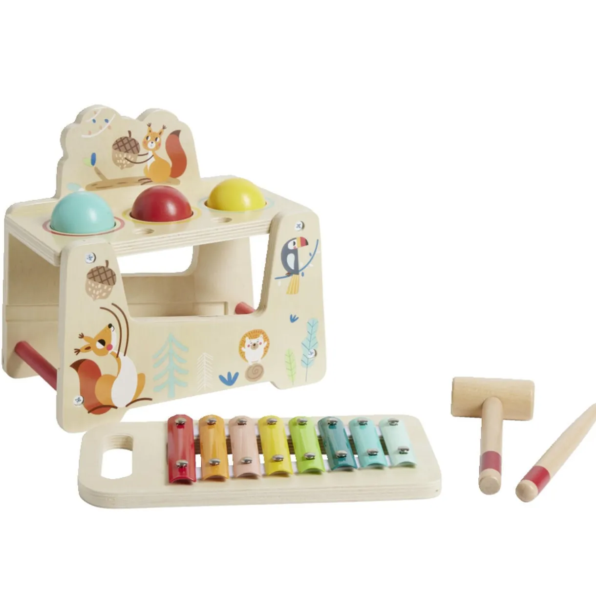 Xylophone marteau 2en1 en bois 7 pièces < Gifi Clearance
